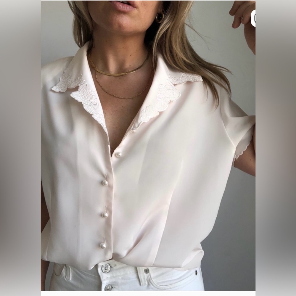 Vintage 80s Blush Pink Sweetheart Button Down